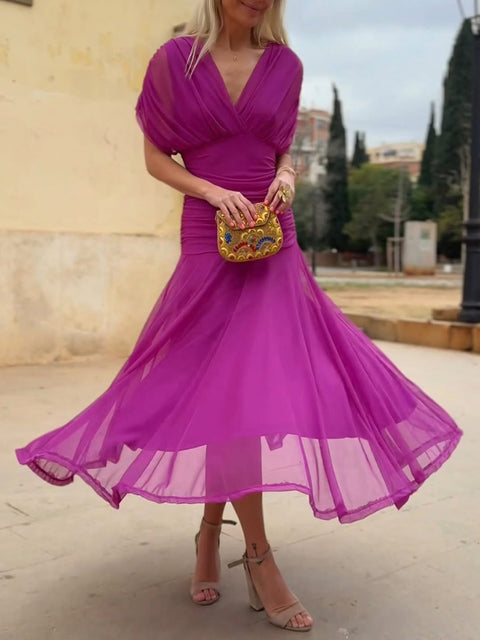 🔥Limited time promotion Women's Elegant Mesh Boutonniere Dress