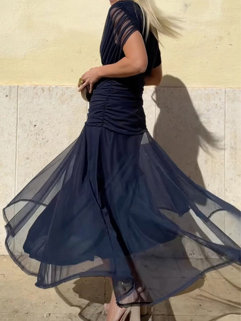 🔥Limited time promotion Women's Elegant Mesh Boutonniere Dress