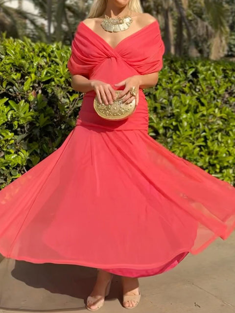 🔥Limited time promotion Women's Elegant Mesh Boutonniere Dress