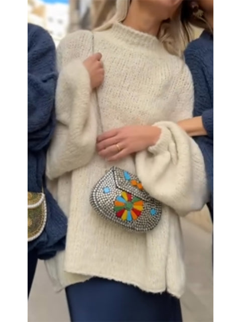 Women's Casual Loose Solid Color Knitted Sweater
