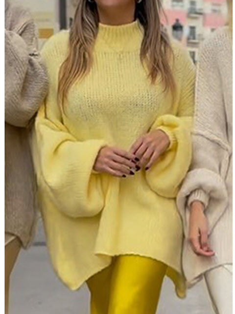 Women's Casual Loose Solid Color Knitted Sweater