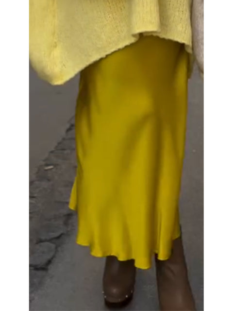 Women's Elegant Satin Solid Color Skirt