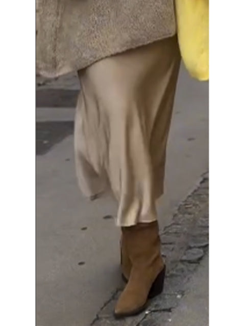 Women's Elegant Satin Solid Color Skirt