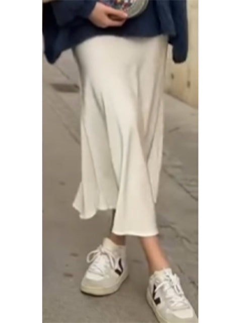 Women's Elegant Satin Solid Color Skirt