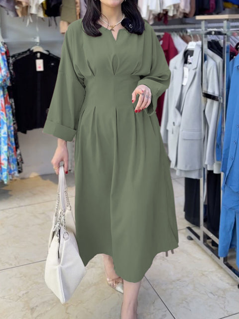 Women's Elegant Cotton and Linen Waist Dress