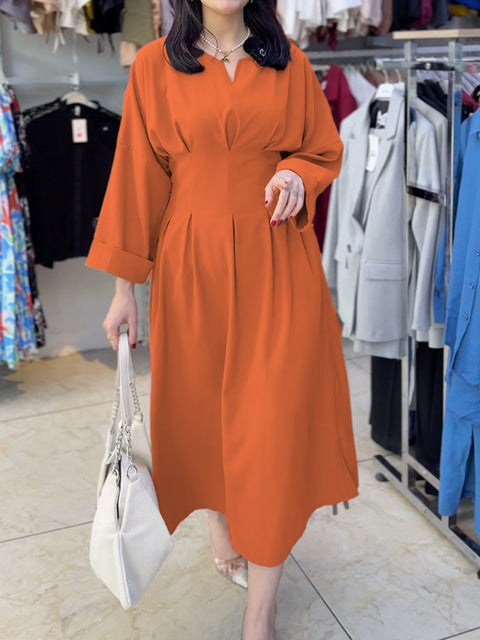Women's Elegant Cotton and Linen Waist Dress