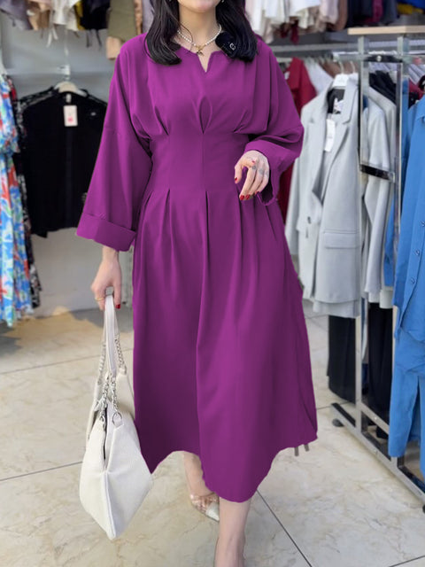 Women's Elegant Cotton and Linen Waist Dress