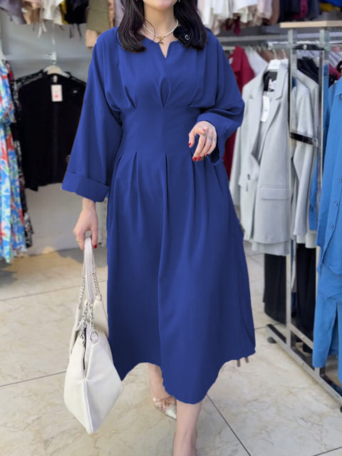 Women's Elegant Cotton and Linen Waist Dress