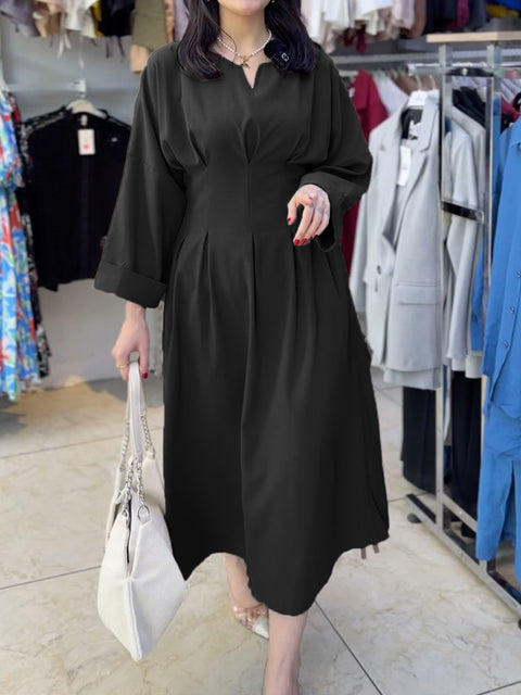 Women's Elegant Cotton and Linen Waist Dress