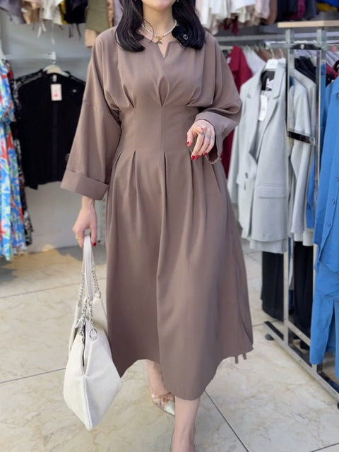 Women's Elegant Cotton and Linen Waist Dress