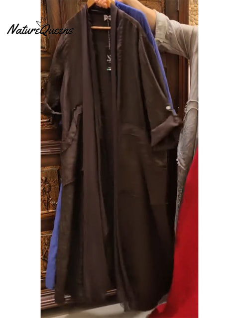 Women's Cotton and Linen Casual Long-sleeved Cardigan