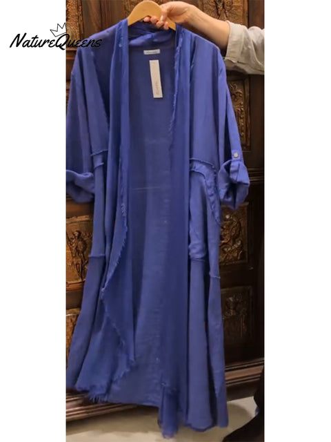 Women's Cotton and Linen Casual Long-sleeved Cardigan