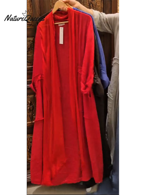 Women's Cotton and Linen Casual Long-sleeved Cardigan