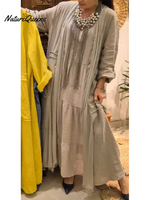 Women's Cotton and Linen Casual Long-sleeved Cardigan