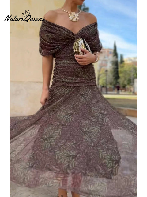 Women's Elegant Floral Print Corset Dress