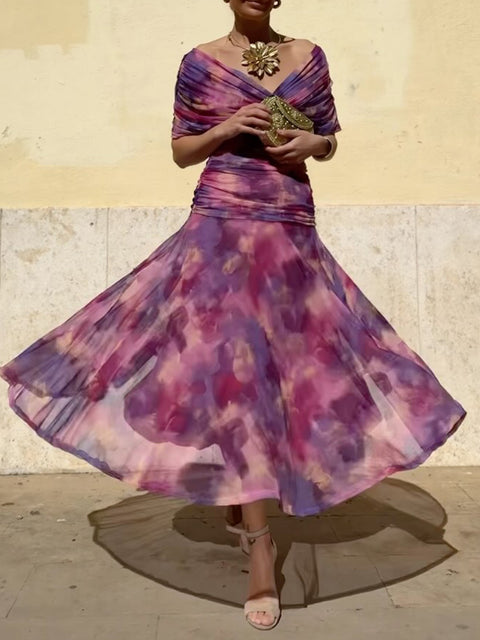 Women's Elegant Floral Print Corset Dress