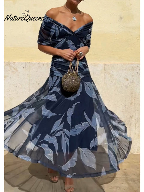 Women's Elegant Floral Print Corset Dress
