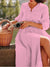 Women's Cotton and Linen Ruffle Collar A-Line Button Dress