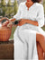 Women's Cotton and Linen Ruffle Collar A-Line Button Dress