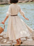 Women's Cotton and Linen Ruffle Collar A-Line Button Dress