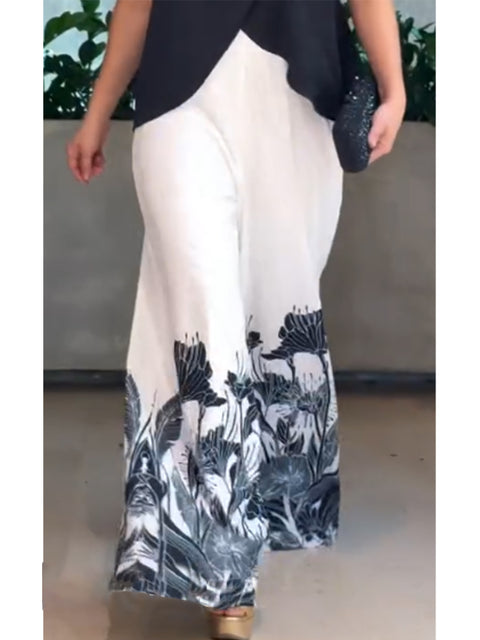 Women's Floral Print Wide-leg Pants