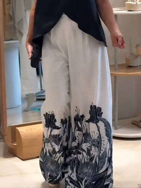 Women's Floral Print Wide-leg Pants
