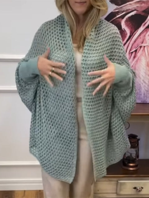 Women's Hollow Batwing Sleeve Knitted Sweater