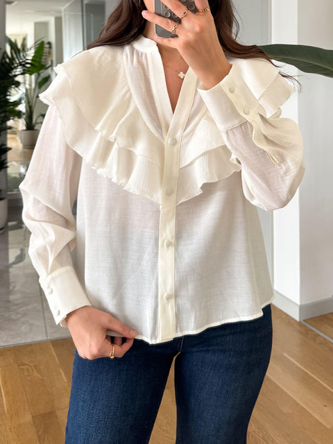 Women's Ruffled Long-sleeved Shirt