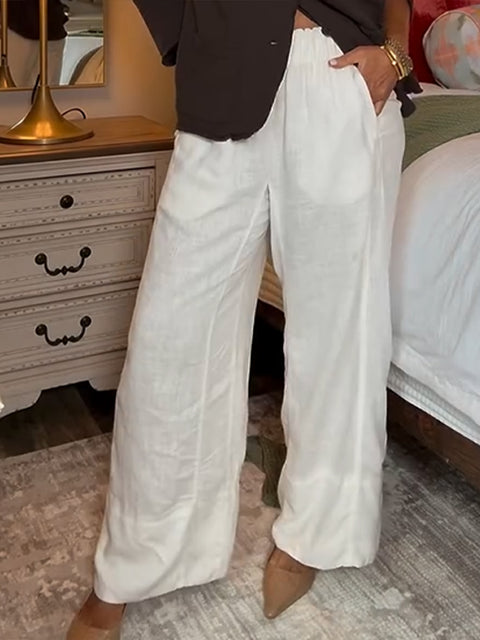 Women's Cotton and Linen Casual Wide-leg Pants