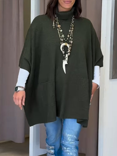 Women's Casual Turtleneck Pullover Sleeveless Wool Knitted Sweater