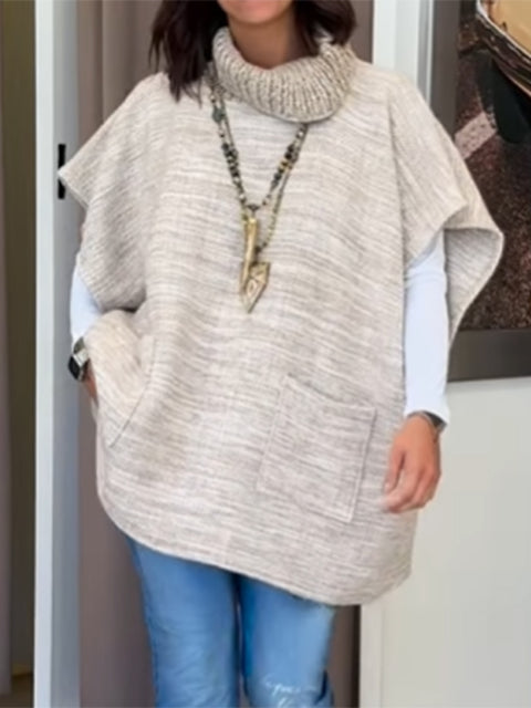 Women's Casual Turtleneck Pullover Sleeveless Wool Knitted Sweater