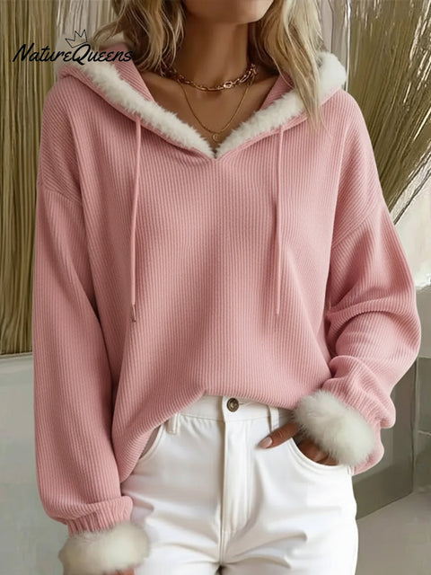Women's Christmas Corduroy Casual Hoodie