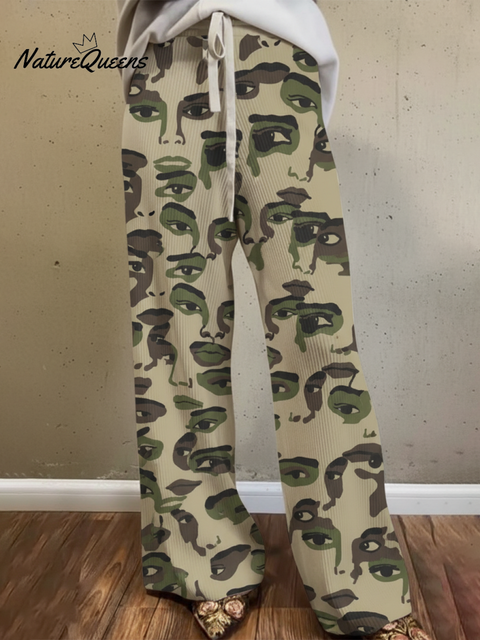 Women's Casual Artistic Figure Printed Knitted Stretch Pants
