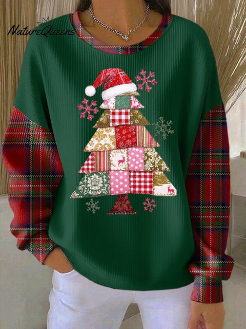 Women's casual Christmas tree texture sweatshirt