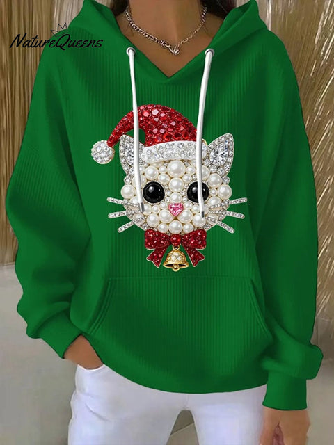 Women's Christmas Cat Print Casual Sweatshirt
