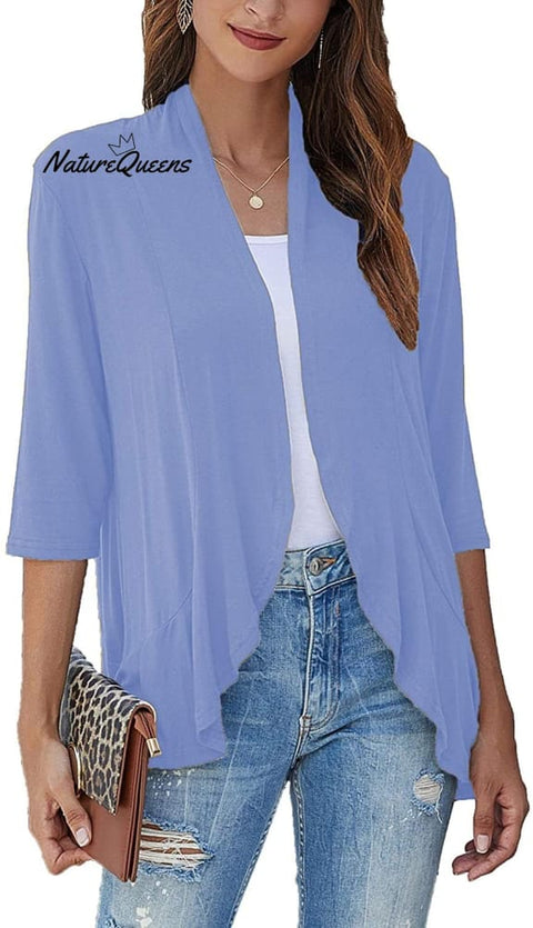 Women’s Casual Lightweight Open Front Cardigans Blue / S (Uk6 - 8)