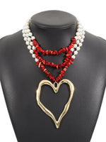 Bohemian Multi-layered Large Heart Beaded Necklace