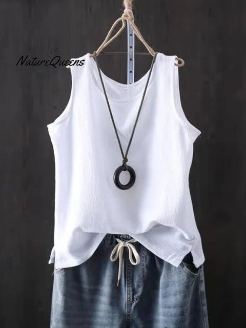 Women's Pure Color Casual Cotton Linen Vest