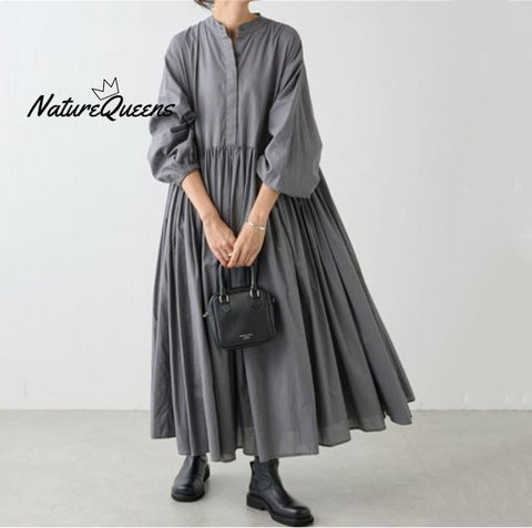 Casual Pleated Bat Sleeve Midi Dress
