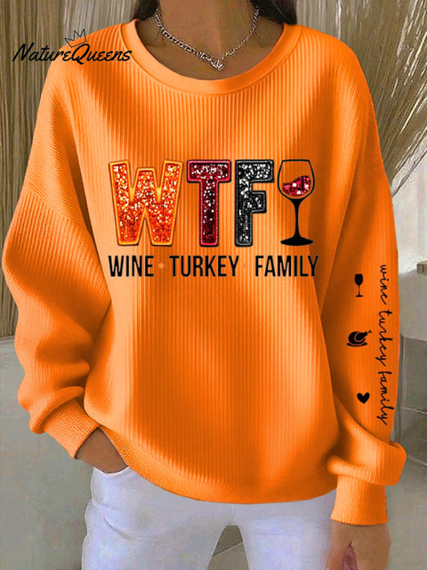 Women's Thanksgiving Turkey Family Print Sweatshirt
