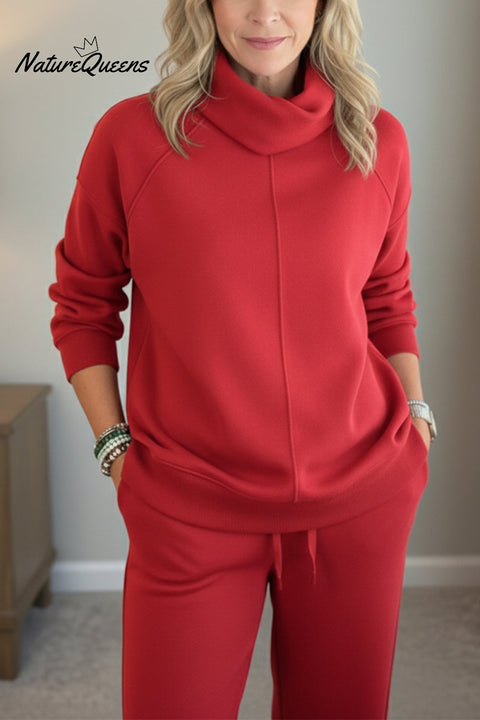 New Arrivals🔥 Cozy Travel Cowl Neck Sweatshirt and Pant 2 Piece Sets