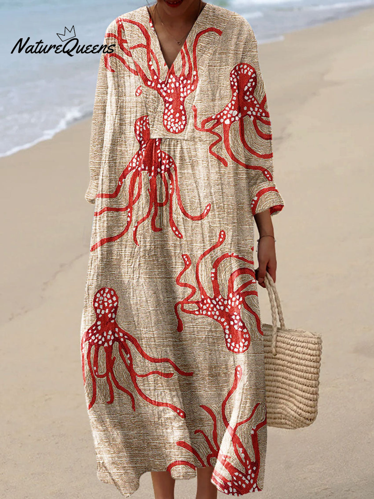 Women's Vintage Abstract Octopus Art Print Dress