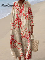 Women's Vintage Abstract Octopus Art Print Dress