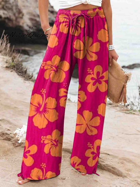 Women's Printed Cotton and Linen Casual Beach Pants