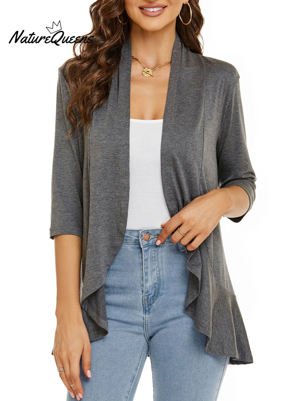 Women’s Casual Lightweight Open Front Cardigans Gray / S (Uk6 - 8)