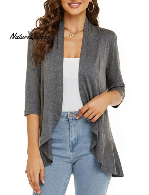 Women’s Casual Lightweight Open Front Cardigans Gray / S (Uk6 - 8)