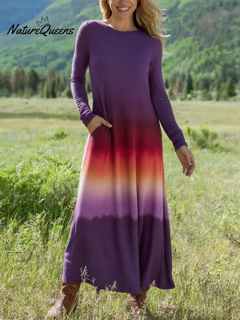 Women's Bohemian Gradient Splicing Stretch Dress