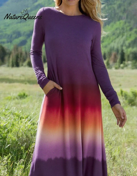 Women's Bohemian Gradient Splicing Stretch Dress