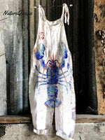 Lobster Linen Blend Loose Casual Jumpsuit