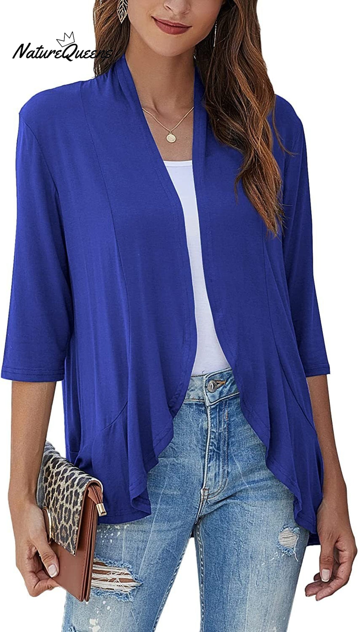 Women’s Casual Lightweight Open Front Cardigans Royal Blue / S (Uk6 - 8)